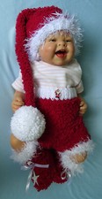 Weihnacht Set Garnitur Nikolaus Baby Zipfel mütze Söckchen Hose gestrickt 56/62