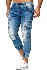 Herren Jogger Jeanshose Cargo Hose Jeans Jogg Denim Pants Freizeithose Biker Neu