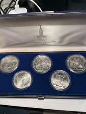 Olympiade in Moskau 1980 SET mit 5 Münzen in 900er Silber  vz /stg.