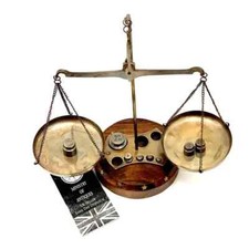 Antike Design Messing Doppelarm Apotheker Balance Waage mit 8 Gewichten 23 cm