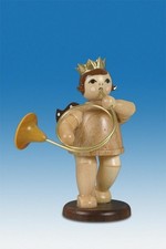 Weihnachtsengel Engel mit Parforcehorn mit Krone / natur Höhe ca 6,5 cm NEU