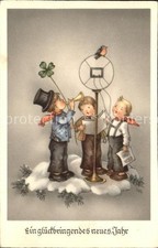 Gesang Musik Kinder Trompete Vogel Zylinder Kleeblat