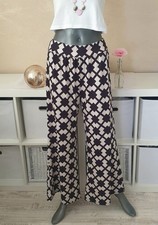 Vintage Damen Hose Stoffhose Stretchhose Schlaghose schwarz creme Gr. 40 *NEU*