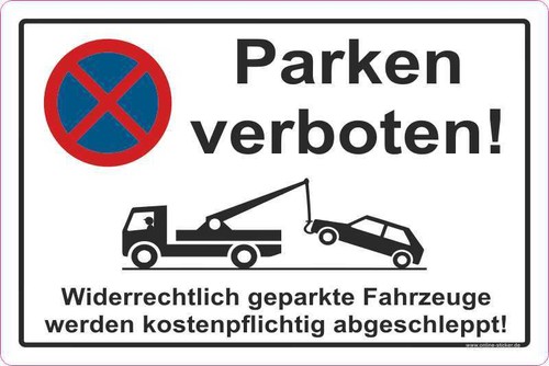 Parkverbot aufkleber parken - parkverbot,