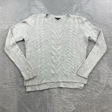 TOMMY HILFIGER Damen Pullover XL Grau Strick Sweater Oberteil Winter Zopfmuster