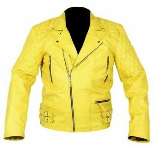 Herren gelbe lederjacke - gelbe, echt