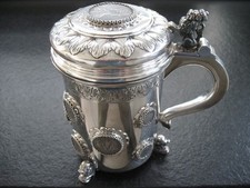 Münzhumpen Silber 925 Münzkrug Münzbecher Humpen Becher 12 Münzen massiv 899 gr.