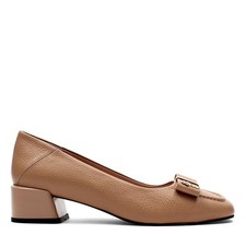 Damen Leder Slipper Schwarz Blockabsatz Ohne Verschluss Frühling Sommer Herbst