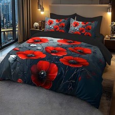 Rote Mohn Blumen Daunendecke