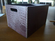 Fink Lederbox f. Zeitschriften oder Handarbeiten - braun mit Prägung - gepflegt