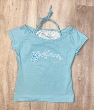 Alive T-Shirt Gr. 140 hellblau türkis California Neckholder Glitzersteine