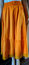 Damen Rock Baumwollrock Dehnbund Spitze Orange + Sjöden Beutel Lagenlook 40/42 L
