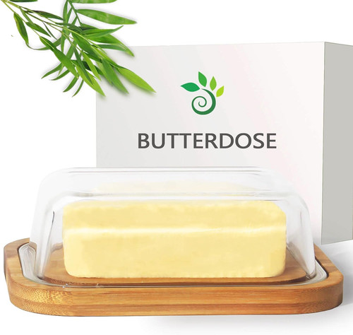 Butterdose glas bambus 250g - glas,