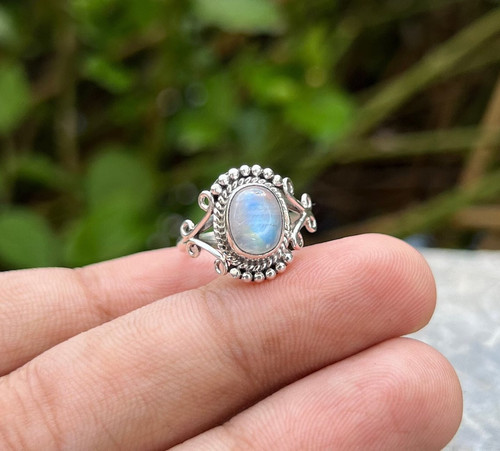 Regenbogen mondstein ring 925 - ring,