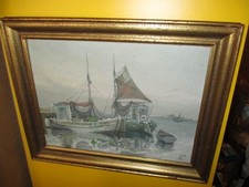 Altes Gemälde Fischerboot im