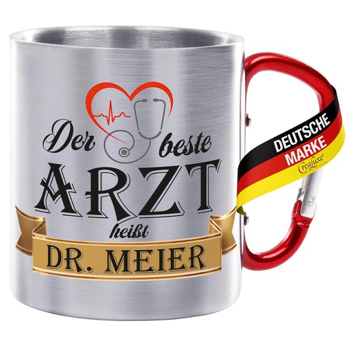 Edelstahltasse mit rotem