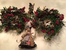 Konvolut Herbstdeco 2 X Beerenkränze 35cm + originale Brockenhexe 25 cm + Figur