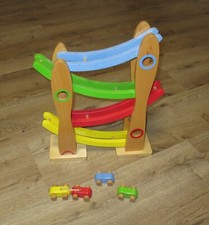 Beluga Rollbahn "Highway" aus Holz inkl. 4 Autos (Kugelbahn, Murmelbahn)