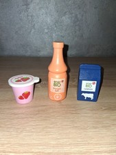 Kaufladen Zubehör, Erzi, Milch, Orangensaft, Joghurt, Holz,Top