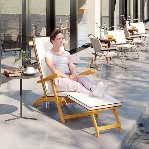 Outsunny sonnenliege holz - outsunny,
