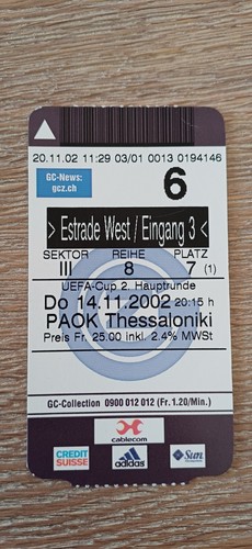 Ticket 2002 zürich vs - ticket,
