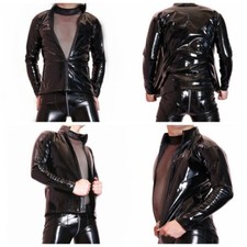 Herren PVC Leder Blazer Jacke