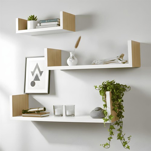 Holz wandregal 3er - holz, natur