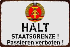 DDR Retro Blech-Schild Aluminium A4 "HALT STAATSGRENZE"