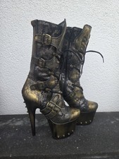 NEU♡NEW ROCK♡Stiefel♡37♡HIGH HEEL♡Stilettos♡Gold♡ ♡Bronze♡Plateau♡Steampunk