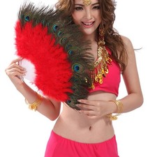 RÄUMUNGVERKC17 Bauchtanz Kostüm Federfächer Feder Fächer aus echten Pfauenfedern