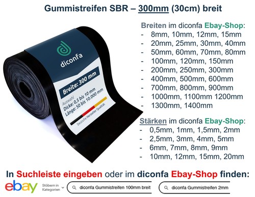 Gummistreifen 300mm 30cm - , breit