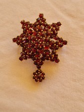 GRANAT BROSCHE: SILBER / VERGOLDET; TSCHECHIEN: 1950/60er JAHRE: PUNZIERT