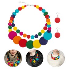  Statement Kette Afrikanischer Schmuck Damen Statement-Halskette Holzperlen