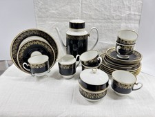 Weimarer Porzellan Eleganz Kaffeeservice 21 teilig für 6 Personen Echt Kobalt