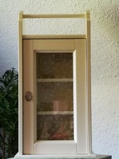 Glasvitrine Hängeschrank Blümchen  weiß Vintage Look  Schrank Shabby 