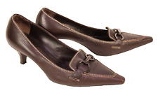 John Grey Pumps Leder braun genarbt Gr. 40,5 spitz Trensenschnalle Absatz PSH675