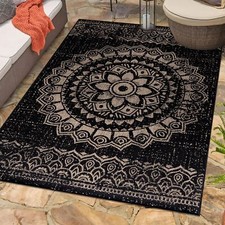 Outdoor Teppich Flachgewebe Vintage Design Wetterfest für Terrasse Balkon Küche