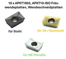 10 x APKT1003 Wendeplatten Frässchneidplatten Stahl/ Alu/ Rostfreier Stahl NEU