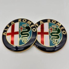 2x ALFA ROMEO Emblem 74 mm Front Kühlergrill Heck Scudetto 147 156 159 166 Gold