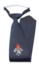 Krawatte blau mit Emblem gebunden mit Gummizug Feuerwehr Regates Binder Schlips