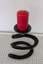 Kerzenständer aus Hufeisen  Metall schwarz handgefertigt