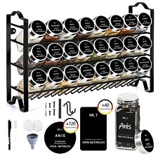 3 Etagen Gewürzregal aus Edelstahl mit 24 120ml Gewürzgläser, Gewürzständer