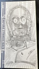 C-3PO 2010 Topps Star Wars The Empire Strikes Back 3D 1/1 SKETCH By GABE FARBER