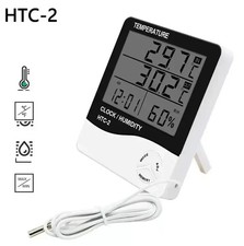 Wetterstation Thermometer Hygrometer Zeit Luftfeuchtigkeit Temperaturmesser HTC2