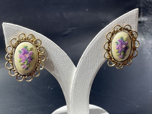 Vintage ohrclips petit point - ohrclips,,