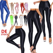 DE Damen Nylon Hose Glänzend Strumpfhosen Yoga Fittingleggings Dessous Clubwear