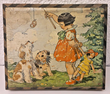 Antikes Holzblock Bilderwürfel Puzzle Kindermotive 30- 40er Jahre
