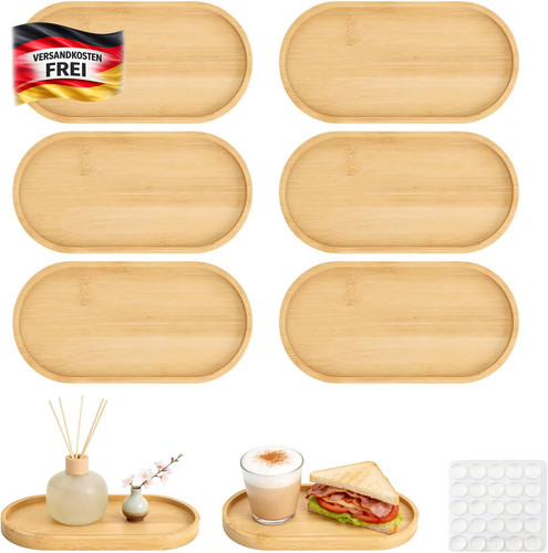 6er bambus tablett set oval - bambus,