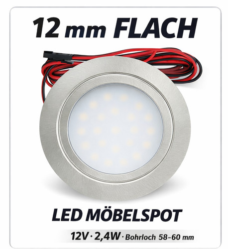 Led möbeleinbauspot 12v - 12v, 2,4w