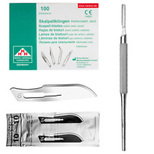 Set aus 100 x Skalpellklingen Nr. 10 + 1 x Skalpellhalter mit rundem Griff